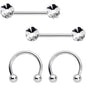 14G 9/16 1/2 Clear Gem Flower Horseshoe Barbell Nipple Ring Set