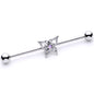 14G White Synthetic Opal Butterfly Industrial Barbell 38mm