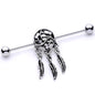 White Synthetic Opal Feather Dreamcatcher Industrial Barbell 38mm