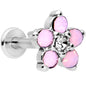 16G 5/16 CZ Gem Pink Faux Opal Flower Internally Threaded Labret