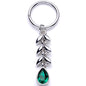 16G 3/8 Green Gem Garland of Leaves Dangle Hinged Segment Ring