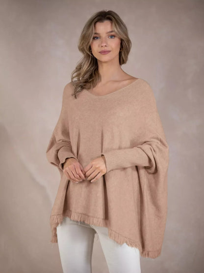 Raw Hem V-Neck Sweater