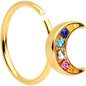 20G 5/16 Gold Tone Crescent Moon Seamless Circular Ring