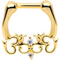 16G 1/4 Clear CZ Gem Gold Tone Abstract Hearts Cartilage Clicker