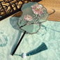 Ancient Style Fan Chinese Style Hanfu Dance Shooting Long Handled Embroidered Classical Double Sided Fan Female Decorative Fan