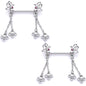 9/16 Pink Gem Butterfly Dangle Barbell Nipple Ring Set