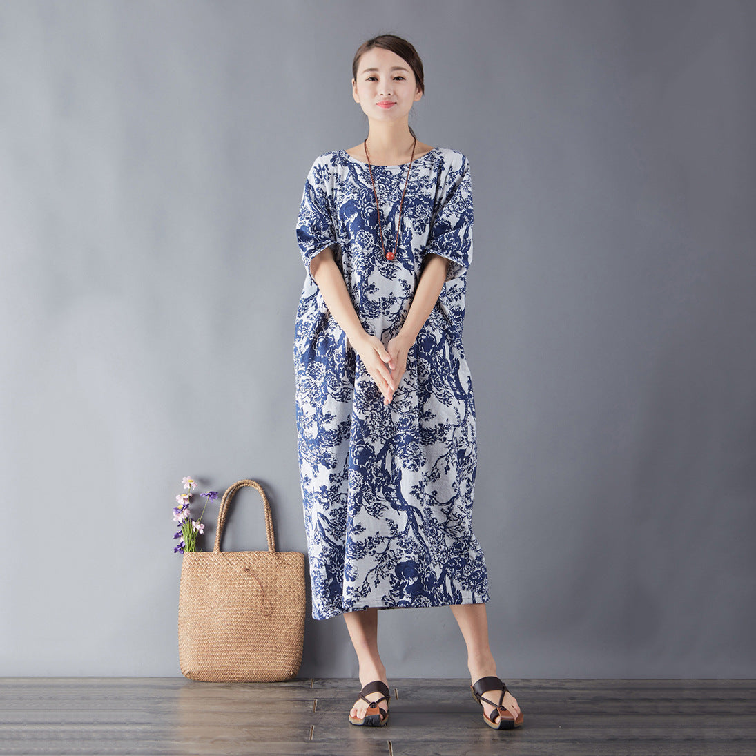 Women's commoner literary retro plus size dress