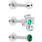 16G 5/16 Green Gem St Patricks Day Shamrock Labret Set of 3