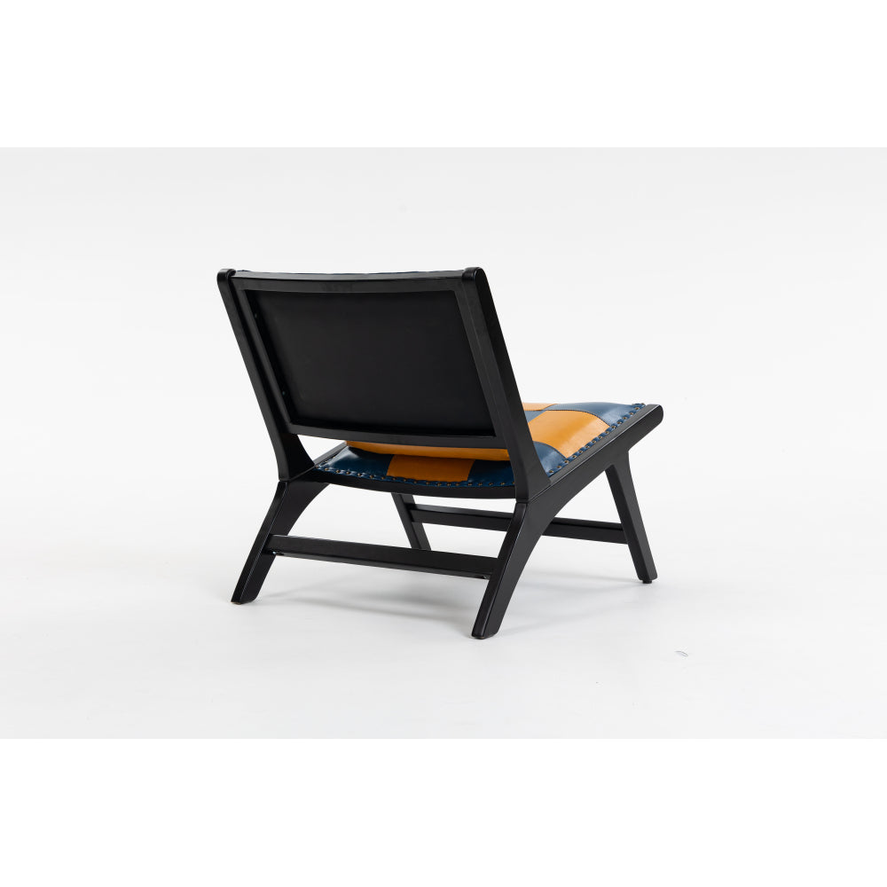 Mid-Century Accent Lounge Chair – Solid Wood Frame, Wide Seat, Boho Scandinavian Style