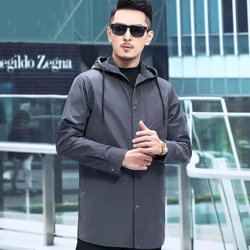 Mens Casual Mid-length Trench Coat