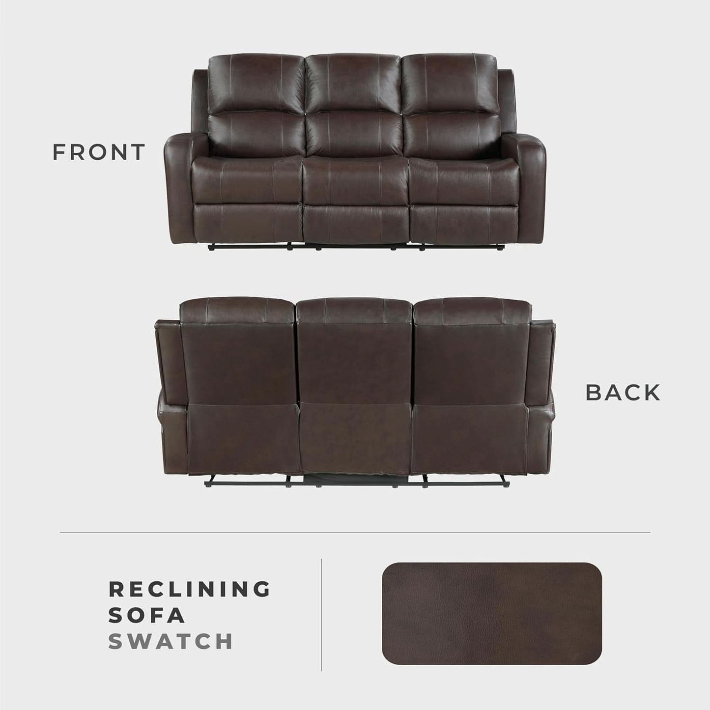 Manual Double Recliner Sofa Brown Leather Match Wall Hugger