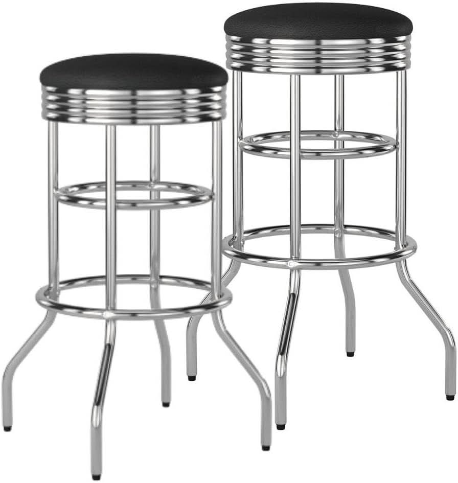 Heavy Duty Backless Swivel Bar Stools with Faux Leather