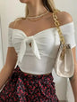 Off-Shoulder Bow-Tie Crop Top