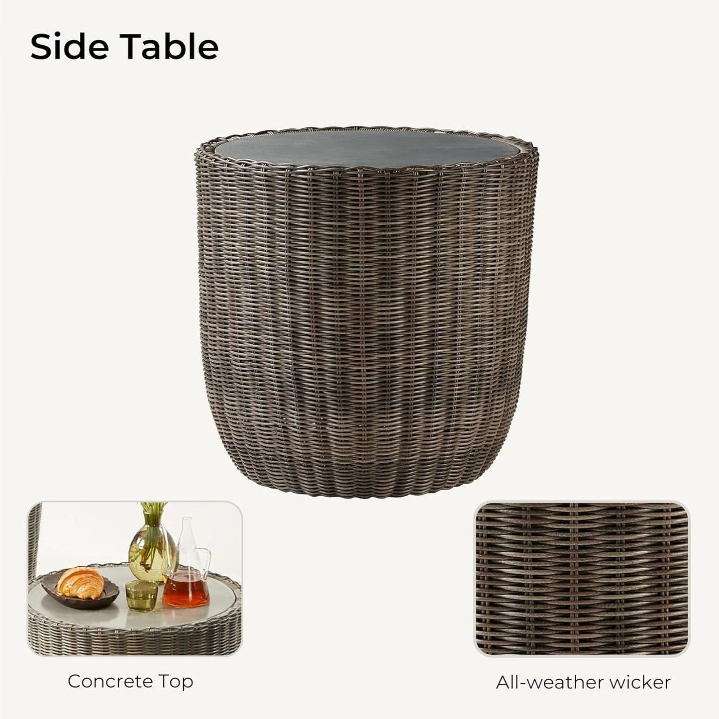 Outdoor Rattan Bistro Set With Comfortable Removable Cushions
