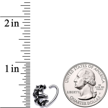16G 3/8 Clear CZ Unicorn Right Heart Closure Ring