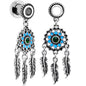 Green Gem Feather Dreamcatcher Screw Fit Tunnel Plug Set