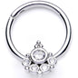 16G 3/8 Clear CZ Gem Geometric Hinged Segment Ring