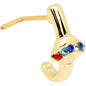 20G Multicolor Gem Gold Tone UFO Faux Hoop L Shaped Nose Ring