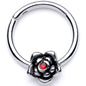 16G 3/8 Red Gem Tiny Flower Hinged Segment Ring