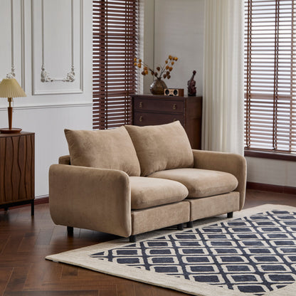 Sectional Sofa Modular Velvet Camel 2 Seat 69 In Eucalyptus Frame