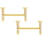 14G Clear Gem Gold Tone Screw Barbell Nipple Ring Set