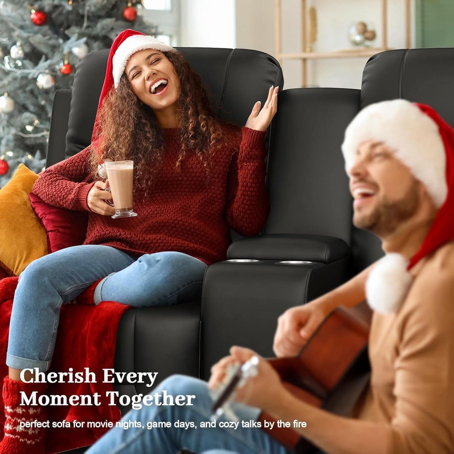Loveseat Recliner Sofa With Storage Console And USB Ports