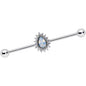 14G Clear CZ White Faux Opal Drop Industrial Barbell 38mm
