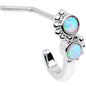 20G White Faux Opal Swirl Faux Hoop L Shaped Nose Ring