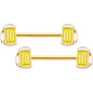 5/8 Gold Tone St Patricks Day Frosty Beer Mug Barbell Nipple Ring Set