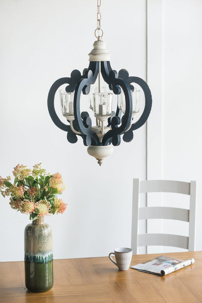 Wood Chandelier 6-Light Farmhouse Natural Wood Pendant Kitchen Dining