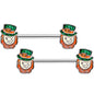 14G 5/8 St Patricks Day Leprechaun Barbell Nipple Ring Set