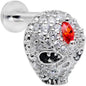 16G 1/4 Clear Red CZ Gem Punk Skull Labret Monroe Tragus