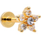 16G 5/16 Clear CZ Star Gold Tone Internally Threaded Labret