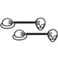 14G 9/16 Clear CZ Gem Black Saturn Alien Barbell Nipple Ring Set