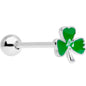 Green St Patricks Day Lucky Shamrock Barbell Tongue Ring
