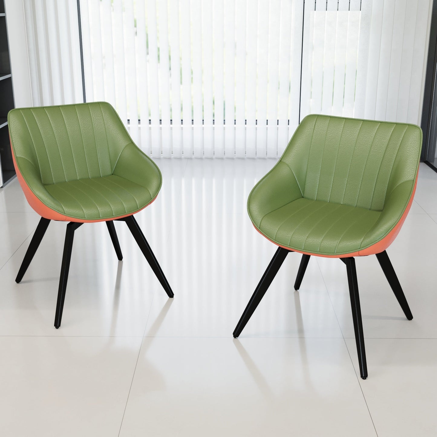 29.53 'MDF modern round coffee table and 2 PU dining chairs set, ring-striped