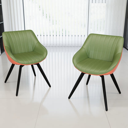 29.53 'MDF modern round coffee table and 2 PU dining chairs set, ring-striped