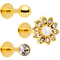 16G 5/16 White Faux Opal Gold Tone Flower Labret Curation Set of 3