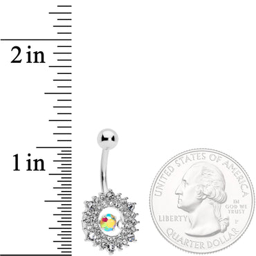 Clear Aurora Dangle Gem Sunburst Belly Ring