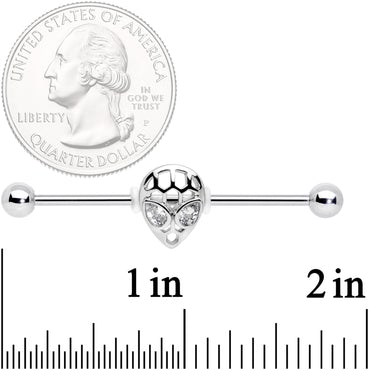 14G Clear CZ Gem Openwork Alien Industrial Barbell 38mm