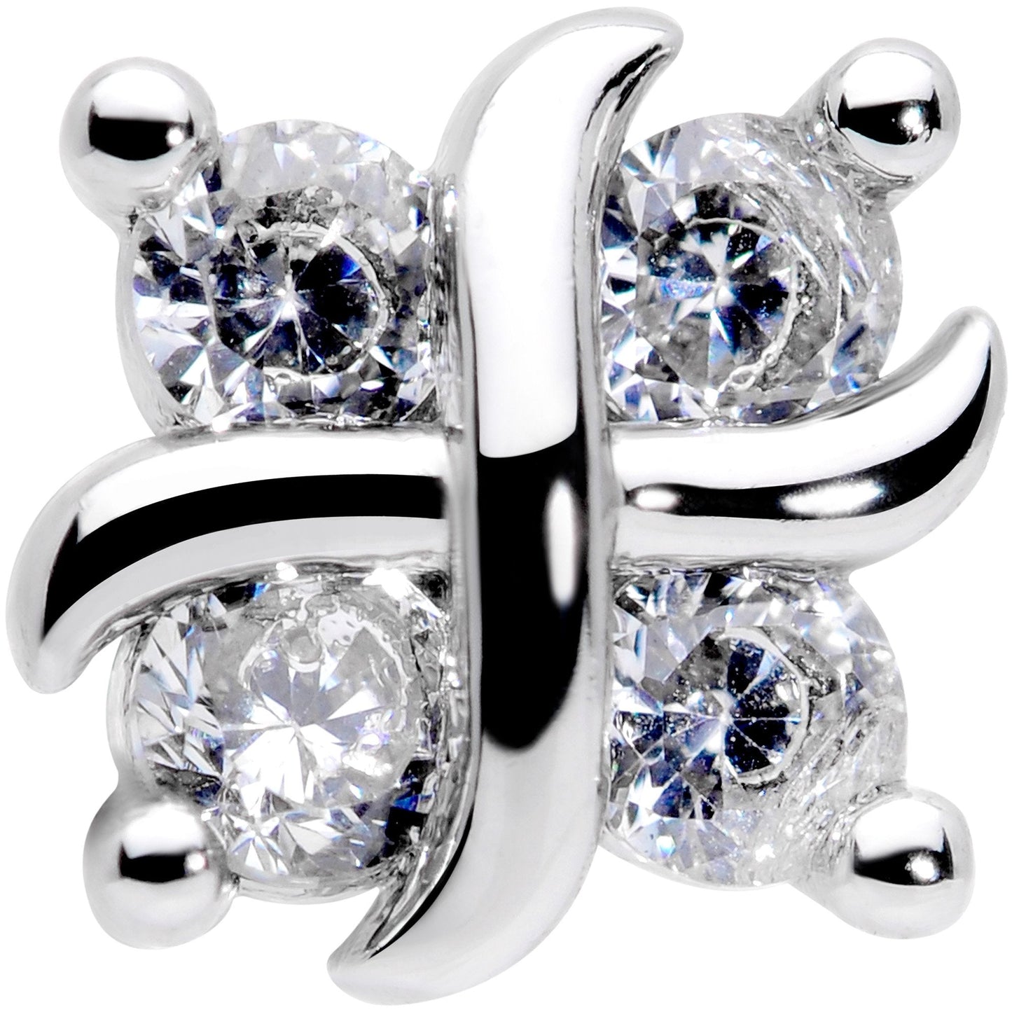 16G 5/16 Clear CZ Gem Stylized Square Labret Monroe Tragus