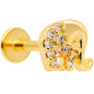 16G 5/16 Clear CZ Gem Gold Tone Elephant Labret Monroe Tragus