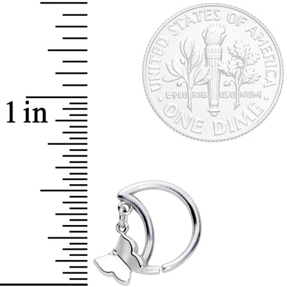 16G 3/8 Crescent Moon Butterfly Dangle Closure Ring