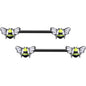 14G 9/16 Black Blissful Bumblebee Barbell Nipple Ring Set