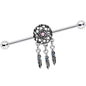 14G Pink Faux Opal Feather Dreamcatcher Dangle Industrial Barbell 38mm