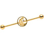 14G Clear Gem Iridescent Crescent Moon Industrial Barbell 38mm