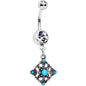 Blue Synthetic Opal Scrolling Rhombus Dangle Belly Ring