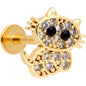 16G 5/16 Clear CZ Gem Gold Tone Glamour Cat Labret Monroe Tragus