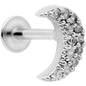 16G 5/16 Clear CZ Gem Crescent Moon Labret Monroe Tragus