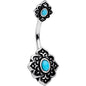 Faux Turquoise Beautiful Baroque Double Mount Belly Ring